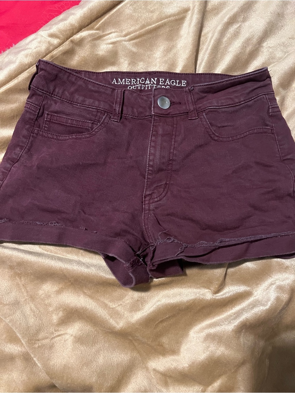 American Eagle Outfitters Burgundy Maroon Denim Short Shorts
